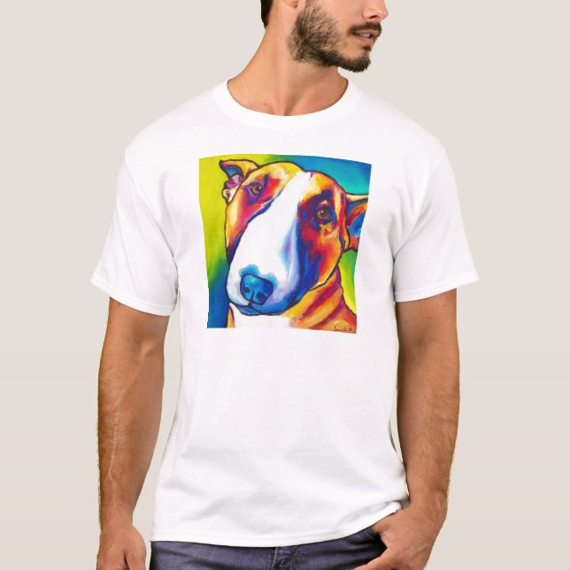 T-shirts bull terrier vermelho e branco 2 (Frente)