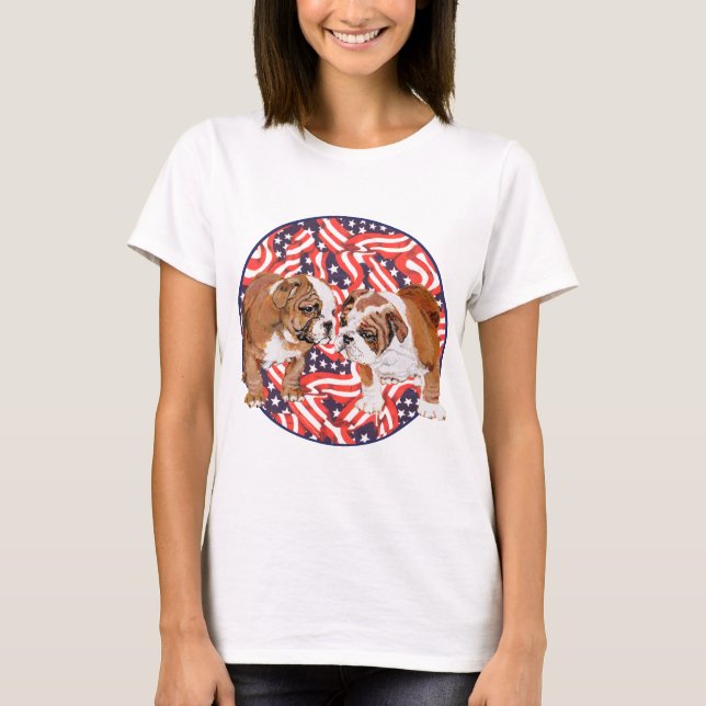 T-shirts Bulldog Inglês Patriótico (Frente)