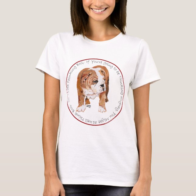 T-shirts Bulldog Inglês Pensando Grande (Frente)