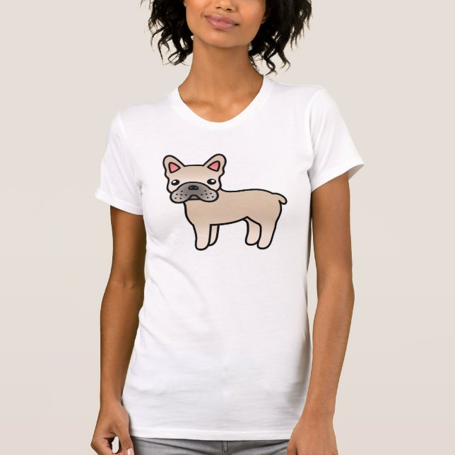 T-shirts Bulldogue Francês Cartoon Creme (Frente)