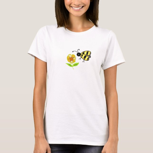 T-shirts Bumble Bee com Flor Amarelo (Frente)