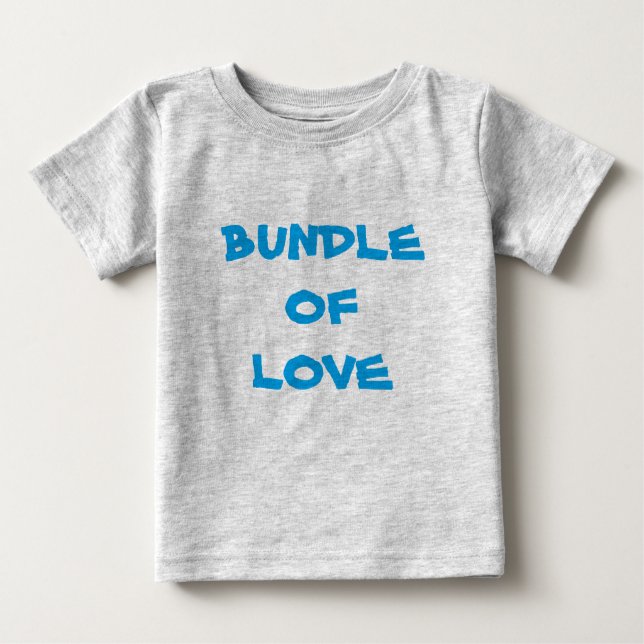 T-shirts BUNDLE DE AMOR - Cinza Simples/Azul (Frente)