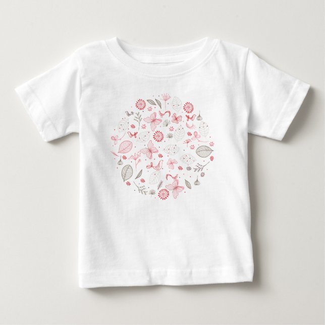 T-shirts Buquê de Flores Rosa Suave em Floração (Frente)