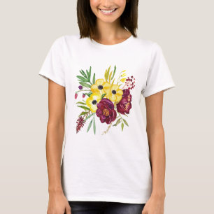 T-shirts Buquê de Peony de Aquarela