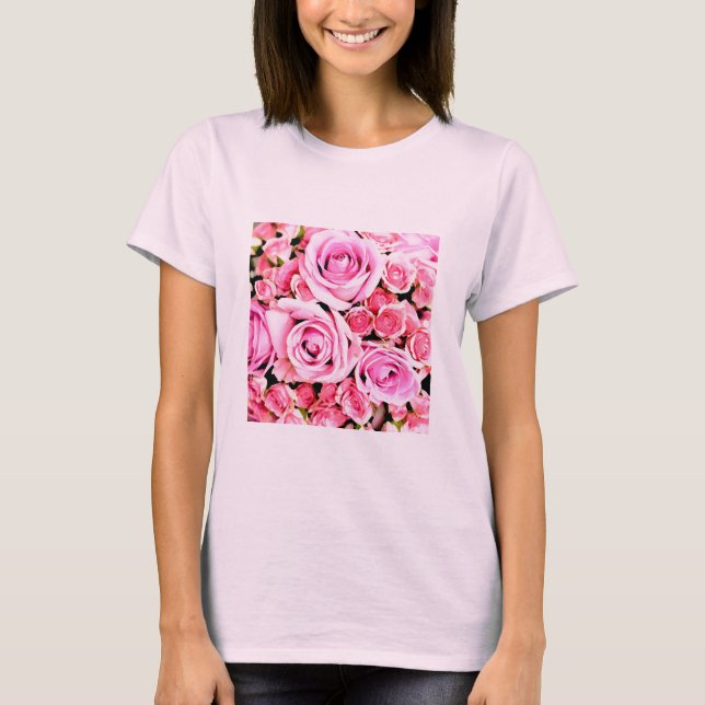 T-shirts Buquê de rosas rosa (Frente)