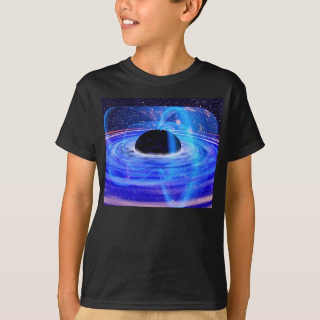 T-shirts Buraco Negro Azul da Nasa (Frente)