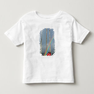 T-shirts Butão, vila Gangtey, Arco-íris sobre dois