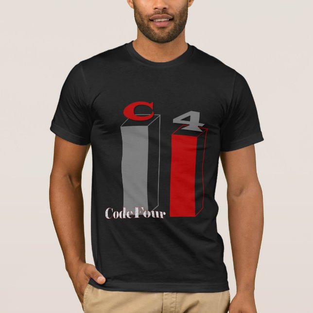 T-shirts C4 as caixas, CodeFour numeram o vermelho (Frente)