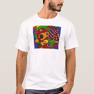 T-shirts C.A. arte impressionante do Cubist do cão