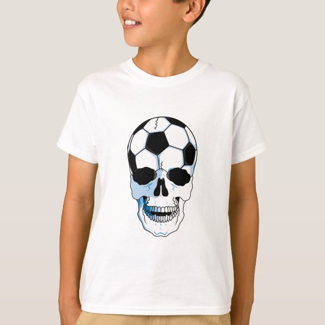 T-shirts cabeça do crânio da bola de futebol (Frente)
