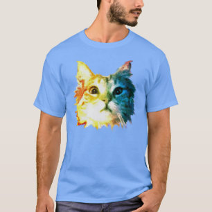 T-shirts Cabeça do gato do arco-íris