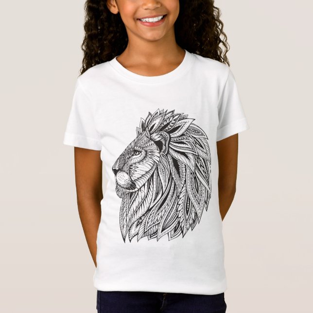 T-shirts Cabeça modelada étnica do leão (Frente)