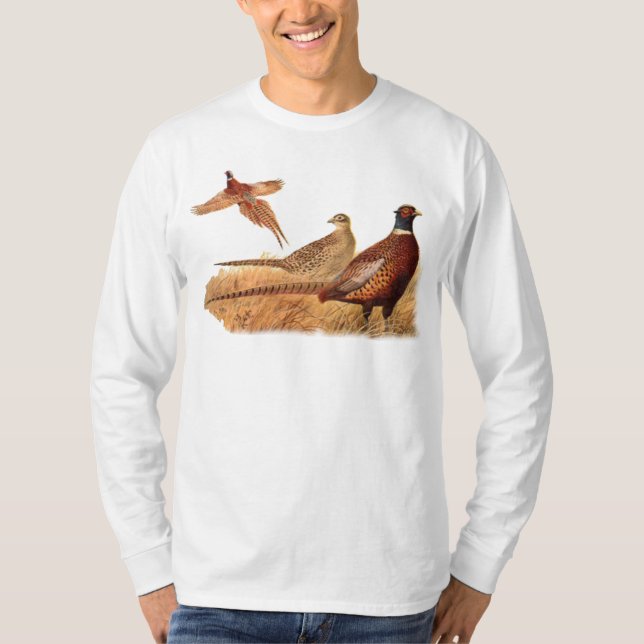 T-shirts Caça indescritível do pássaro do faisão (Frente)