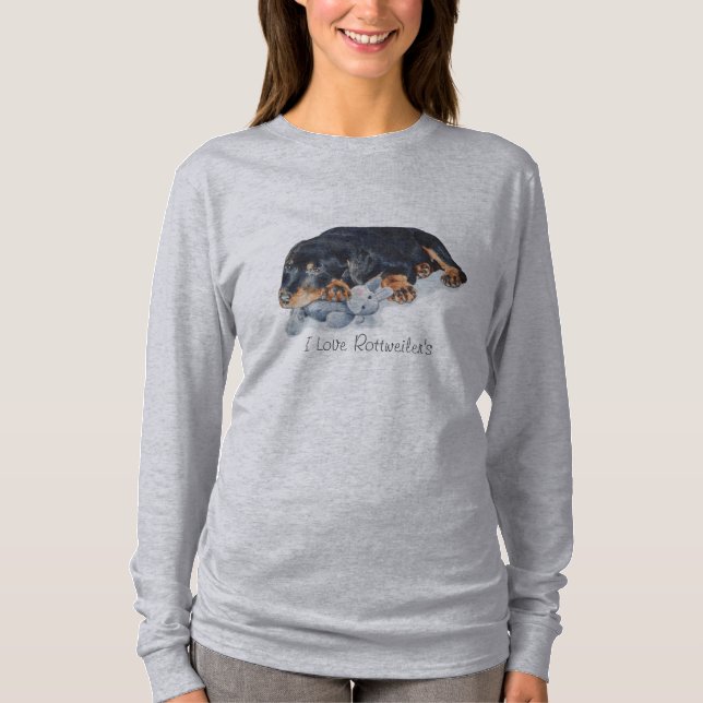 T-shirts cachorrinho muito fofo preto e cão bronzeado (Frente)