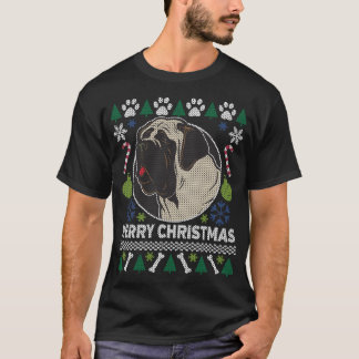 T-shirts Cachorro Bull Mastiff Raça Fumaça De Natal Feia