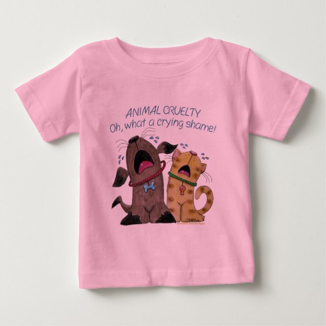 T-shirts Cachorro Chorando e Gato - Que vergonha chorar (Frente)