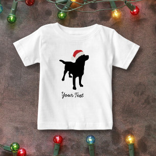 T-shirts Cachorro Negro com Papai Noel de Natal