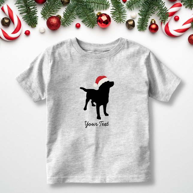 T-shirts Cachorro Negro com Papai Noel de Natal (Criador carregado)