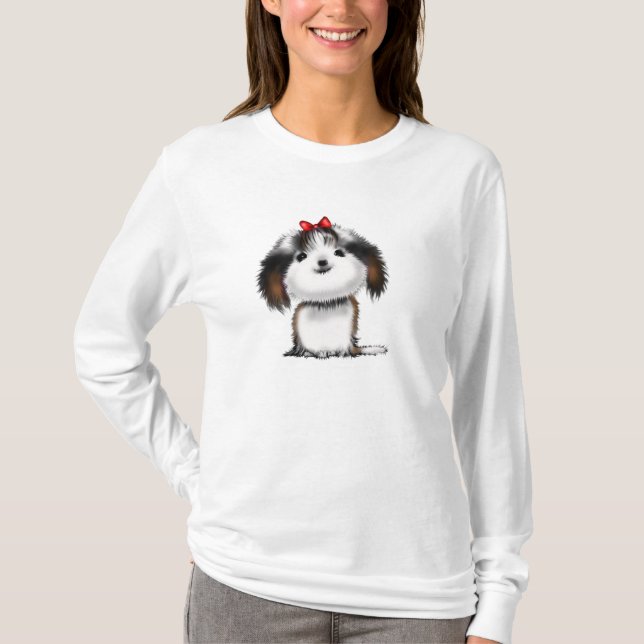 T-shirts Cachorro Shih Tzu Ilustrado Fofo (Frente)
