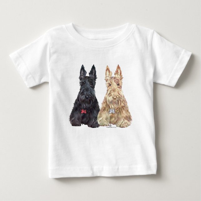 T-shirts Cachorros escoceses de rodas e negros (Frente)