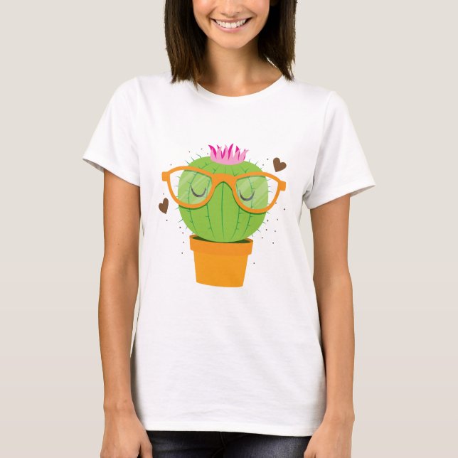 T-shirts cacto nerdy bonito (Frente)