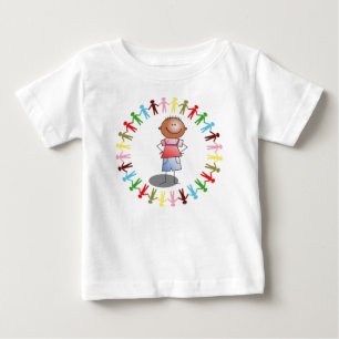 T-SHIRTS CADEIA DE PAPEL E GAROTO DO MUNDO UNIDO COLORIDO