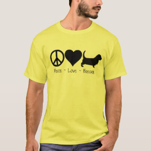 T-shirts Cães de Basset do amor da paz