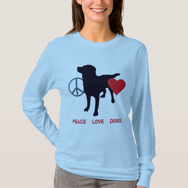 T-shirts Cães do amor da paz (Frente)
