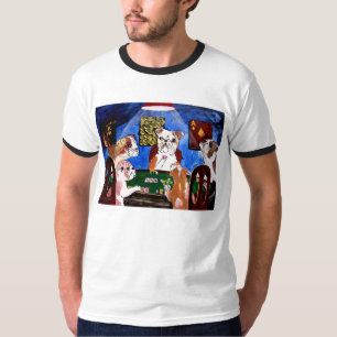 T-SHIRTS CÃES INGLESES DE BULL DOS BULDOGUES QUE JOGAM O