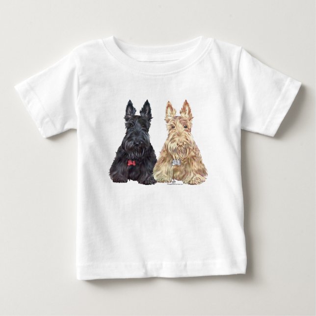 T-shirts Cães Scottie Trigo e Preto (Frente)