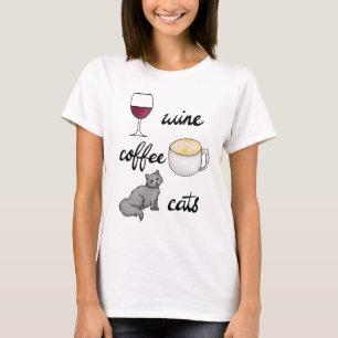 T-shirts Café De Vinho Caricatura Engraçada