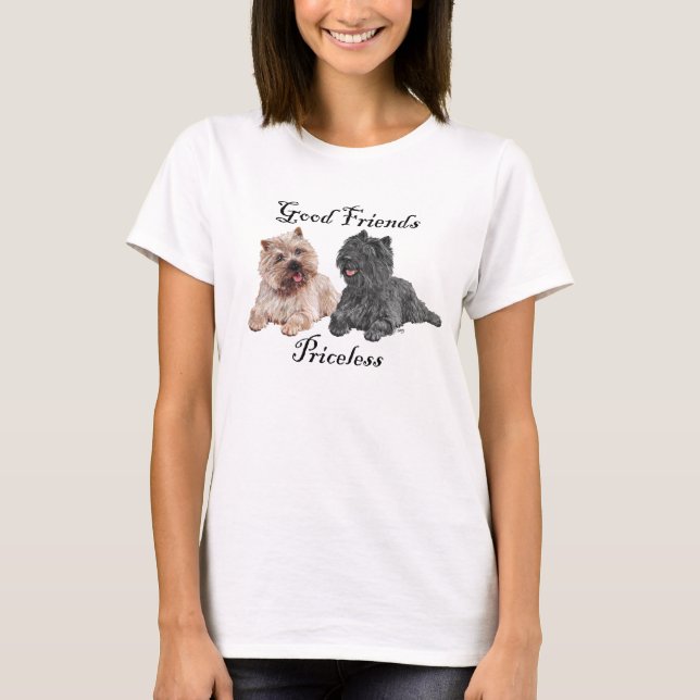 T-shirts Cairn Terriers Preto e Marrom (Frente)