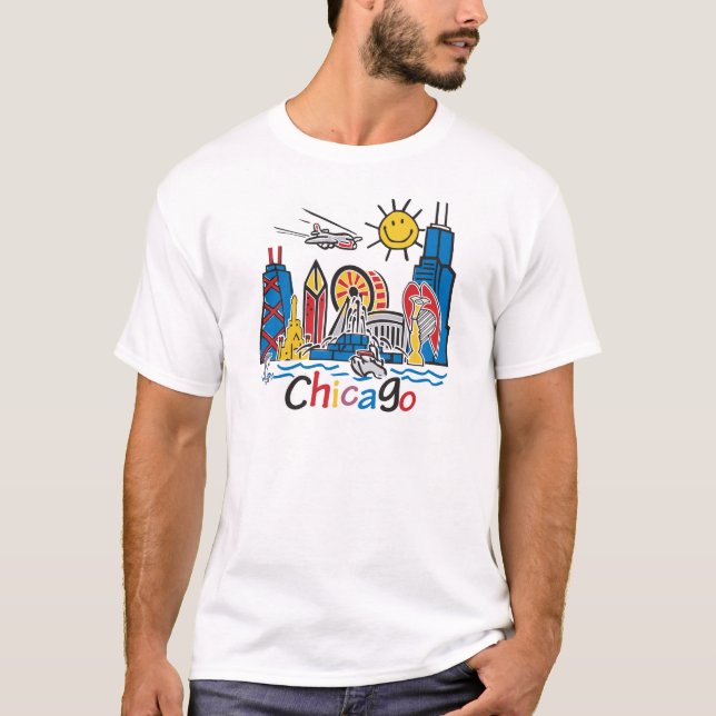 T-shirts Cais Chicago do marinho (Frente)