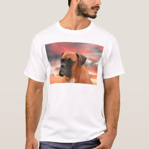 T-shirts Caixa de Cão Boxer Adorável Pintura a Óleo em Aqua