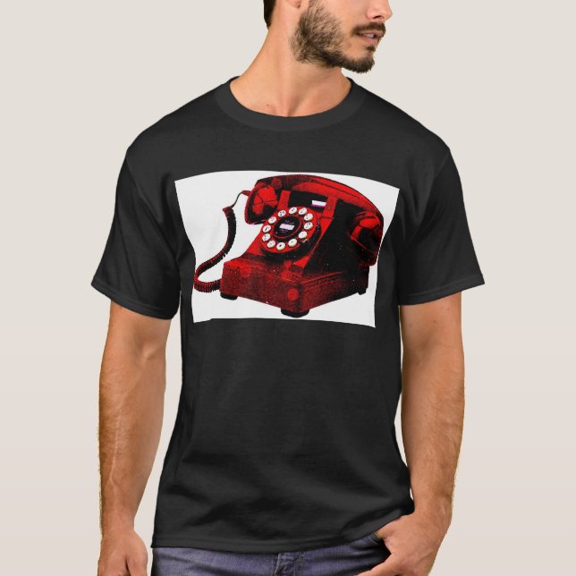 T-shirts Caixa de telefone da antiga mesa de pop Art (Frente)