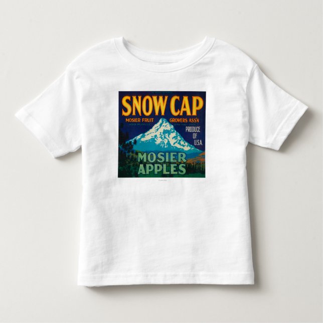 T-shirts Caixa LabelMosier de Apple do boné da neve, OU (Frente)
