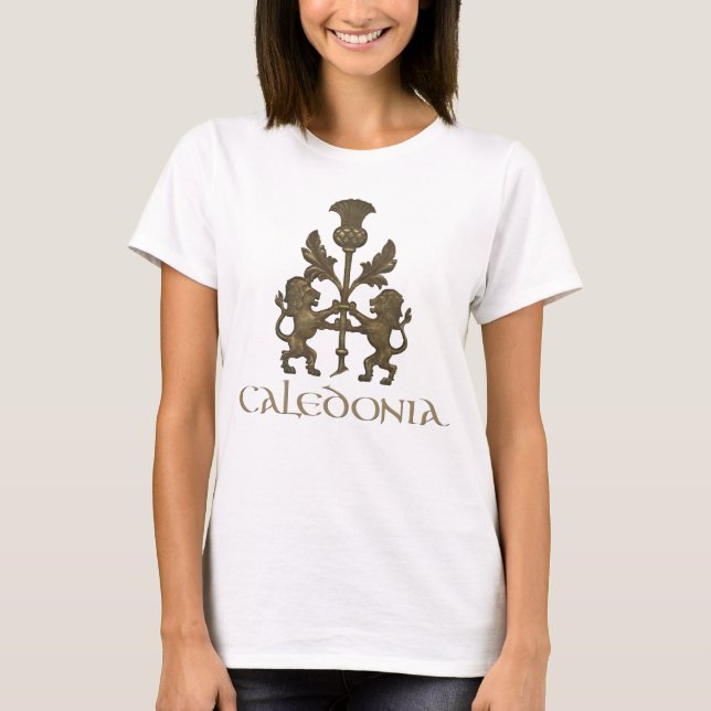 T-shirts Caledónia com Leões e Tistos (Frente)