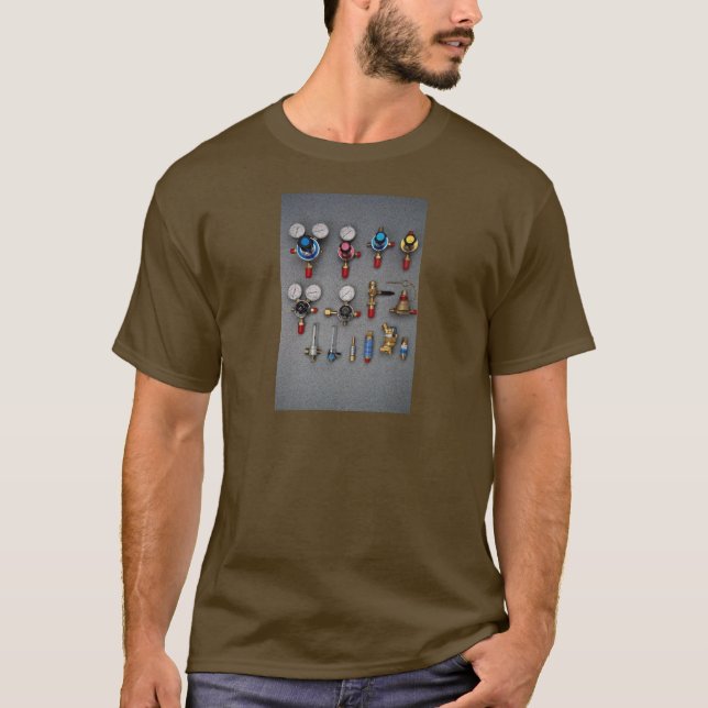T-shirts Calibres da garrafa da soldadura (Frente)