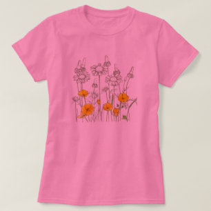 T-shirts California Poppy Flower Wildflower Sketch