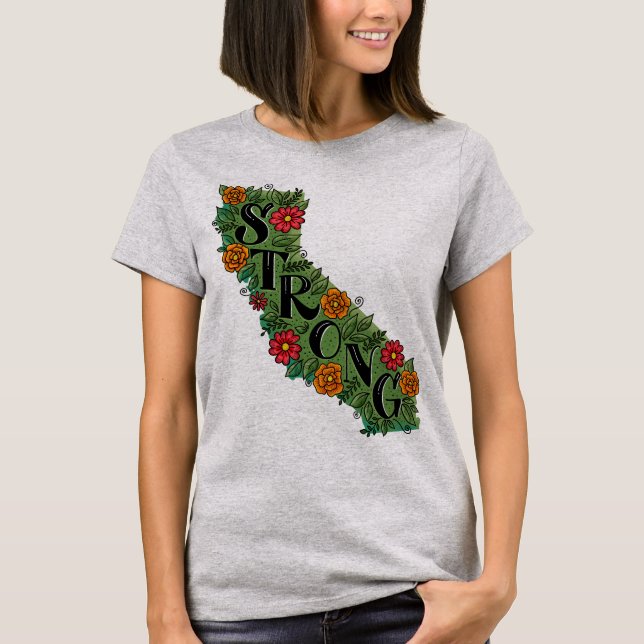 T-shirts California Strong - Apoiar as vítimas dos incêndio (Frente)