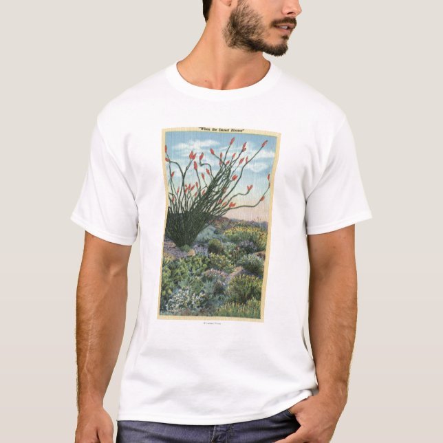 T-shirts CaliforniaView dos cactos na flor (Frente)