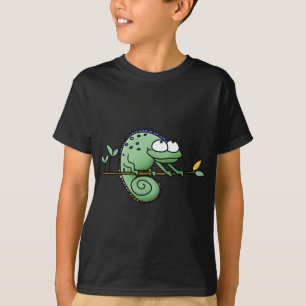 T-shirts Camaleão Desenho Animado Engraçado Verde Fofo