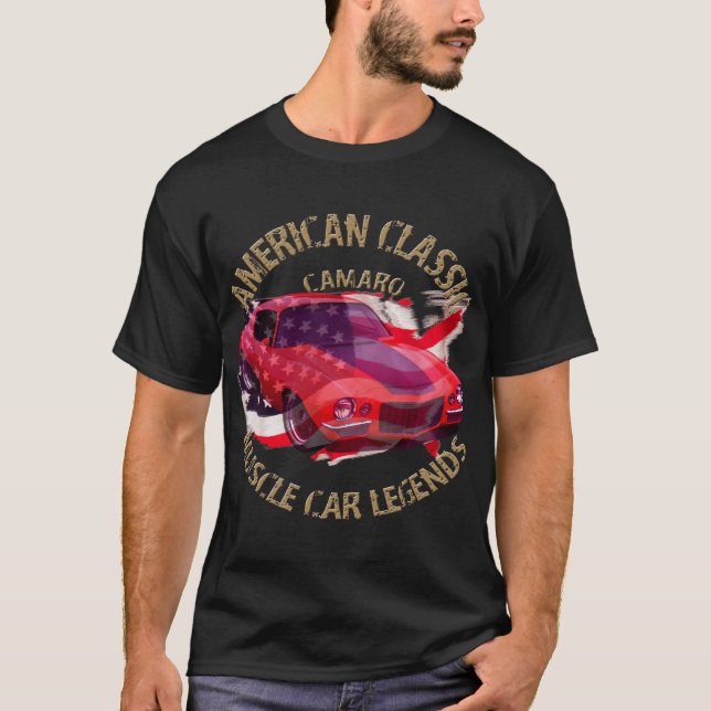 T-shirts Camaro EUA Muscle Car Chevy 1973 (Frente)