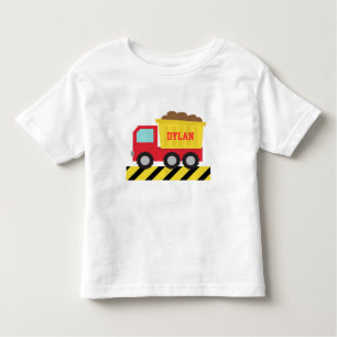 T-shirts Camião basculante vermelho e amarelo, para miúdos