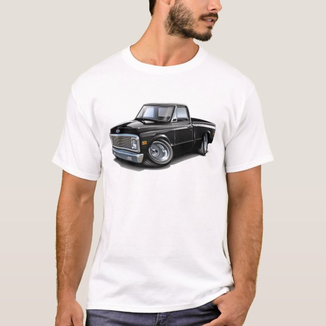 T-shirts Caminhão 1970-72 preto de Chevy C10 (Frente)