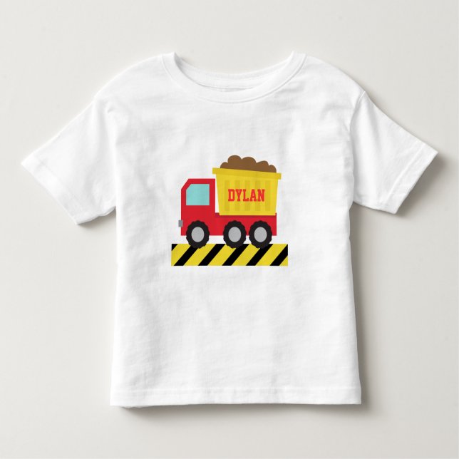 T-shirts Caminhão de Bomba Vermelho e Amarelo, Para Criança (Frente)