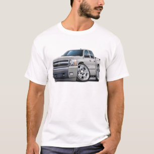 T-shirts Caminhão do branco de Chevy Silverado Dualcab