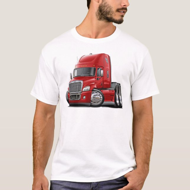 T-shirts Caminhão do vermelho de Freightliner Cascadia (Frente)