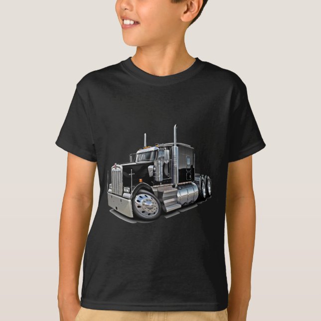 T-shirts Caminhão preto de Kenworth w900 (Frente)