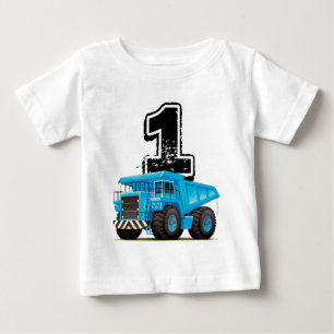 T-shirts Caminhão primeiro aniversario Azul do Baby Boy